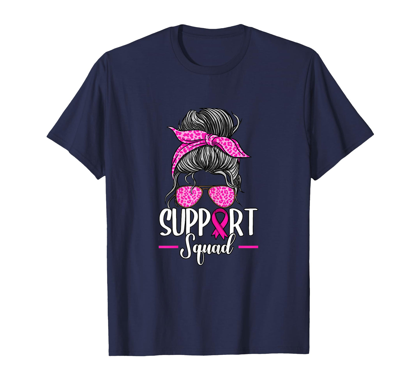 Support Squad Messy Bun Breast Cancer Awareness T-Shirt