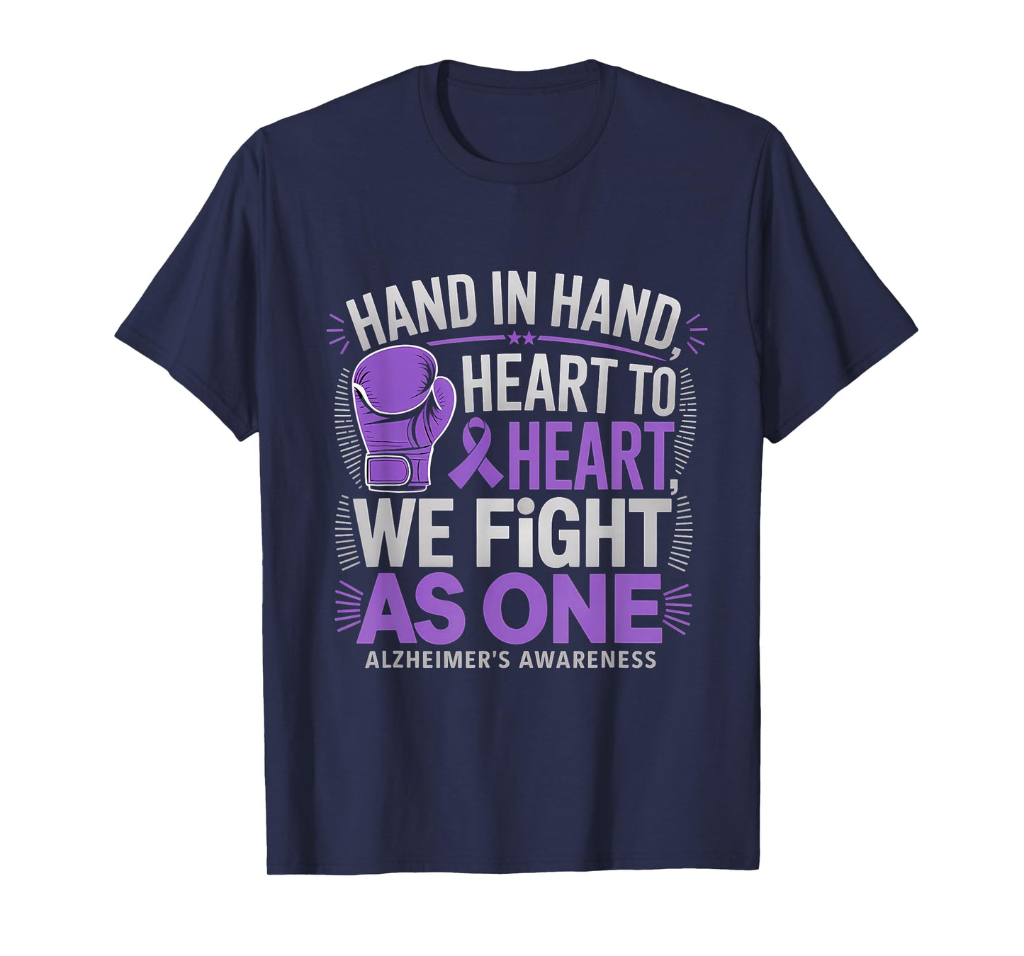 Alzheimer's Awareness We Fight As One Purple Ribbon Boxing T-Shirt