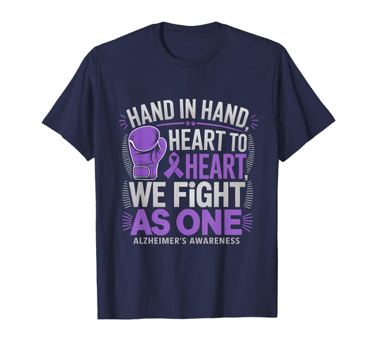 Alzheimer's Awareness We Fight As One Purple Ribbon Boxing T-Shirt