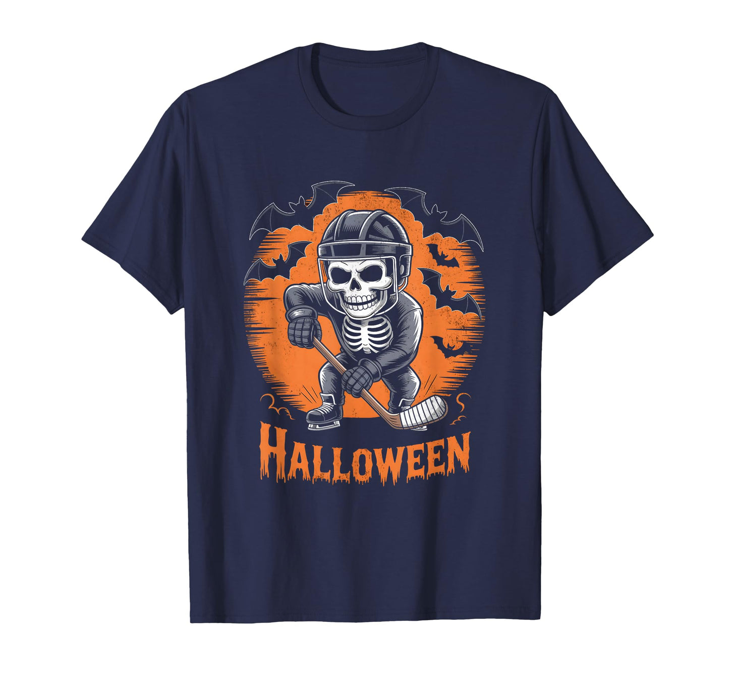 Ice Hockey Skeleton Halloween T-Shirt