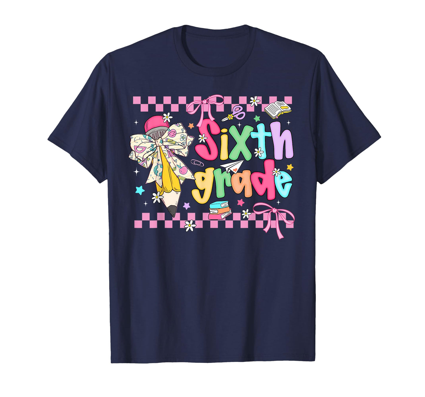 Sixth Grade 6th Grade Back To School Coquette Bow Pencil T-Shirt