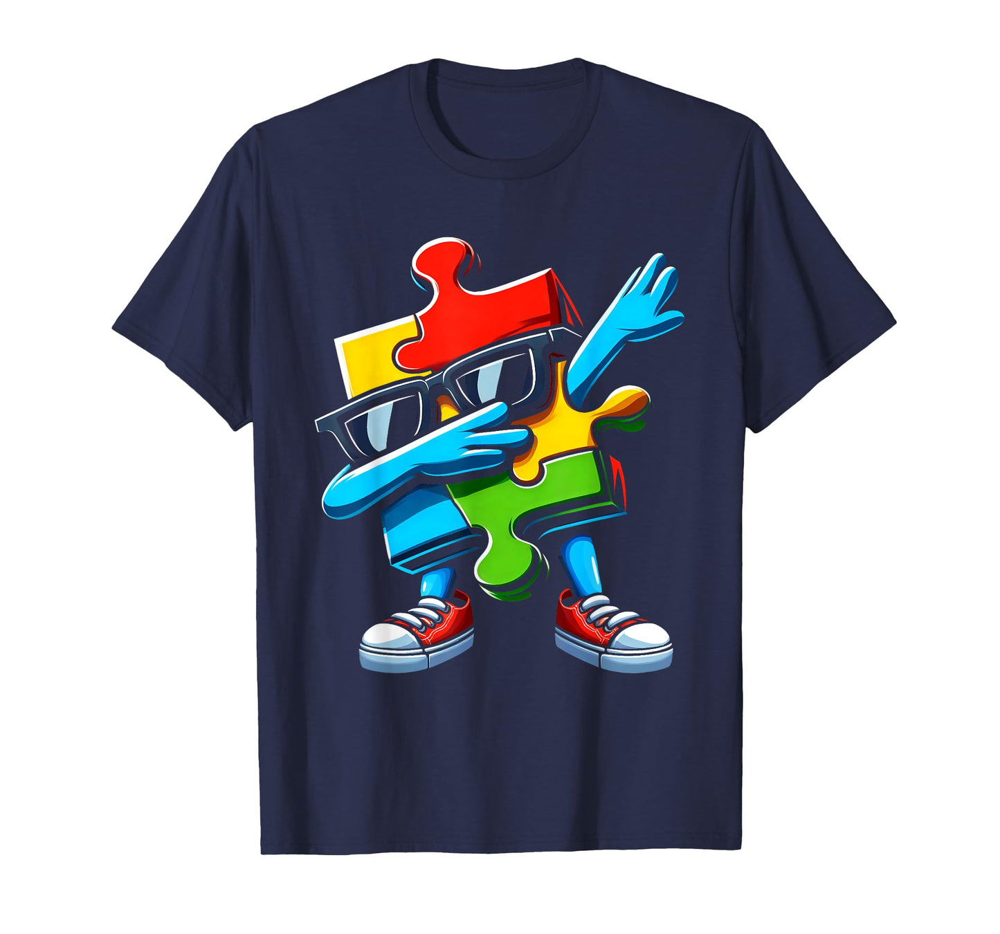 Autism Awareness Dabbing Puzzle Piece Autistic Kids Boys T-Shirt
