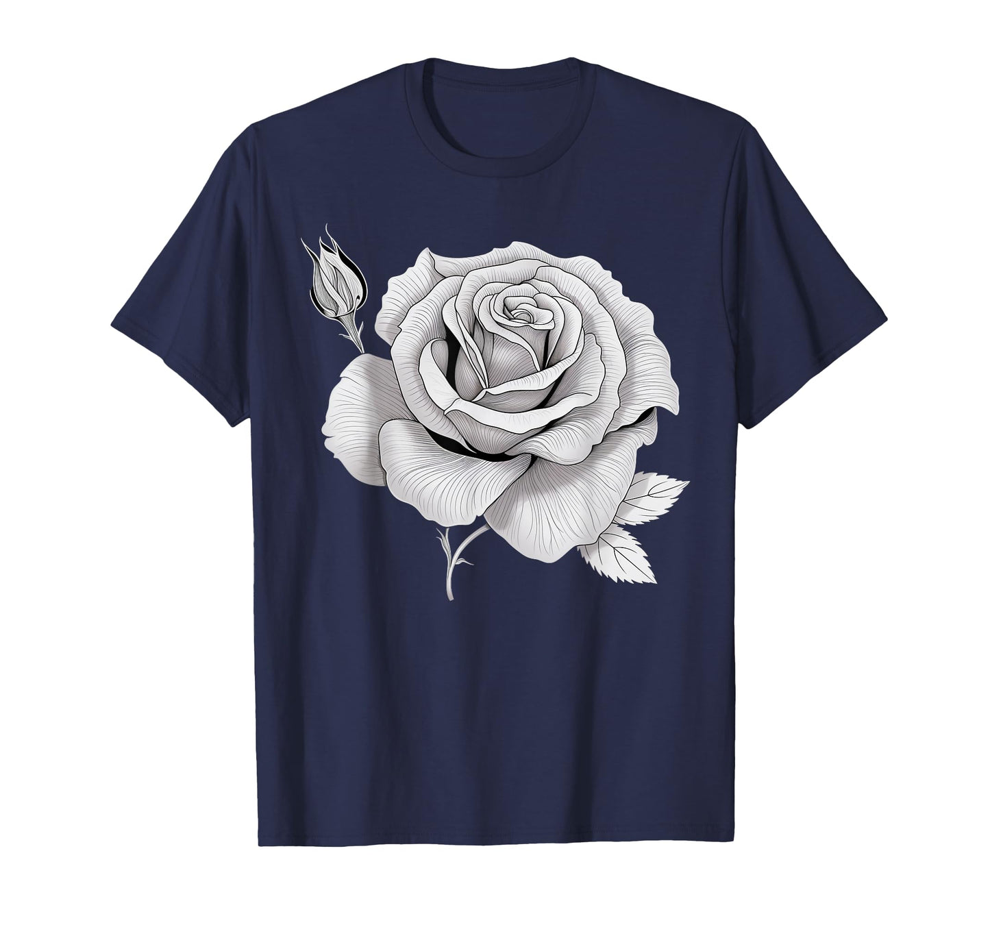 Minimalistic black and white Rose T-Shirt