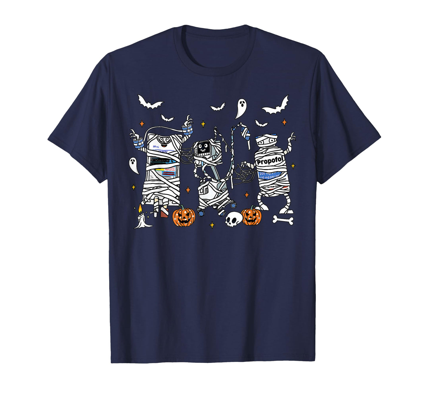 Halloween ICU Nurse Propofol Mummy NICU PICU Nurse Tech T-Shirt