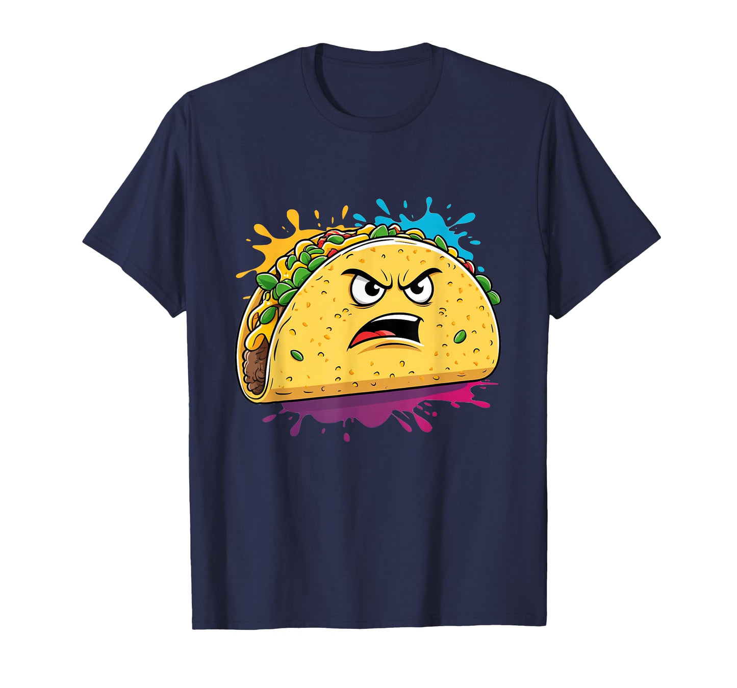 Angry Taco Cartoon Character Illustration T-Shirt