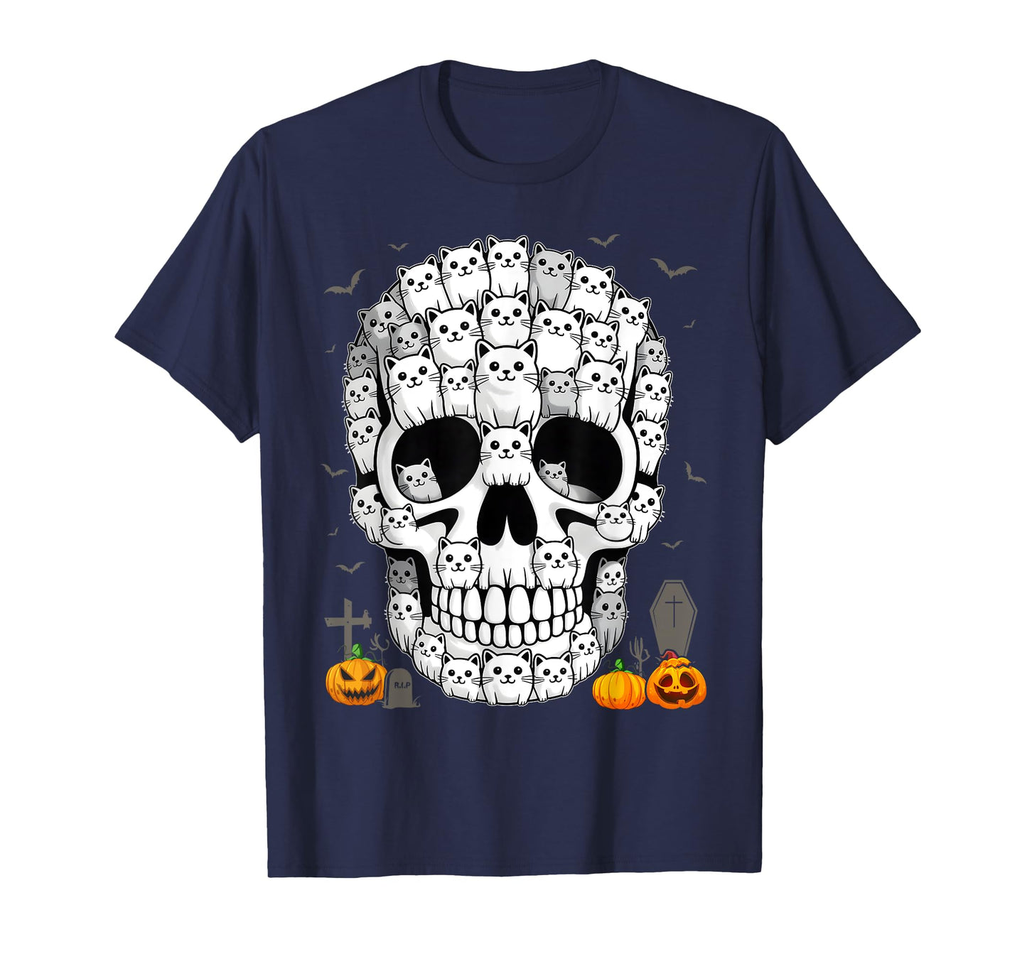 Best Skull for Men Women Halloween Skeleton Cat Lover T-Shirt