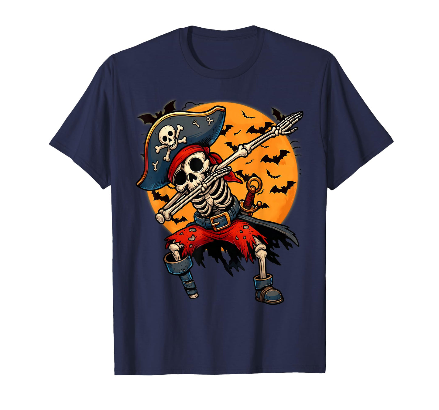 Dabbing Pirate Skeleton Funny Skull Dab Skeleton Halloween T-Shirt