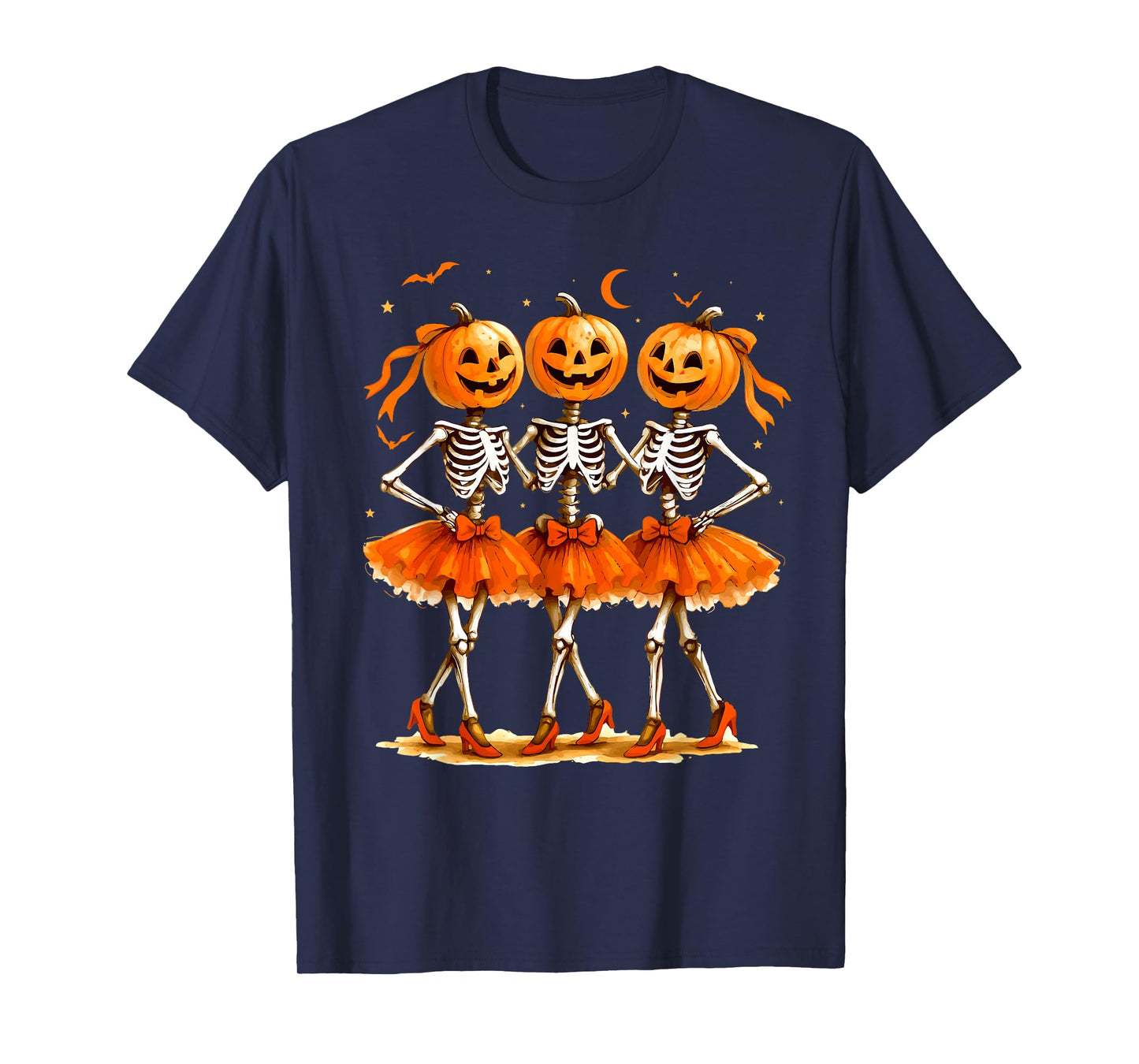 Ballet Skeleton Halloween Cute Spooky Season Retro Dance T-Shirt