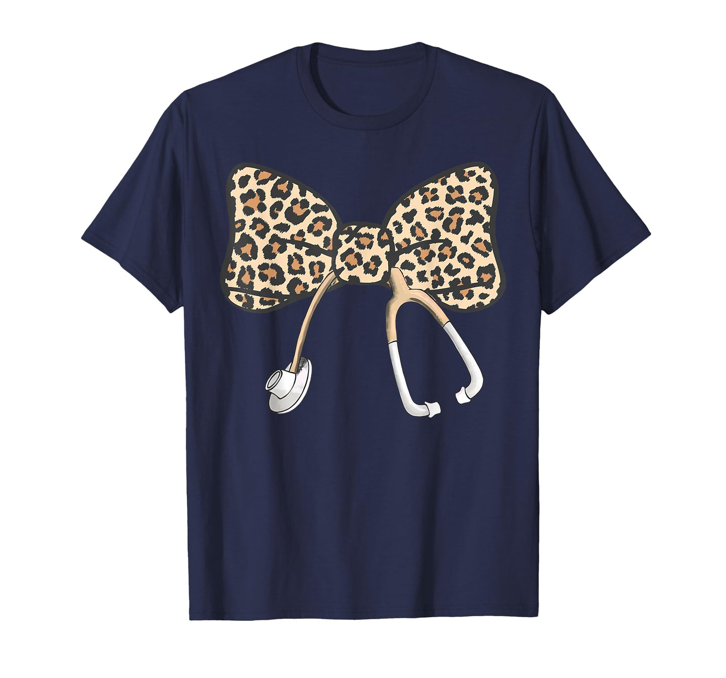 Coquette Bow Stethoscope Leopard Nurse Registered Nurse T-Shirt
