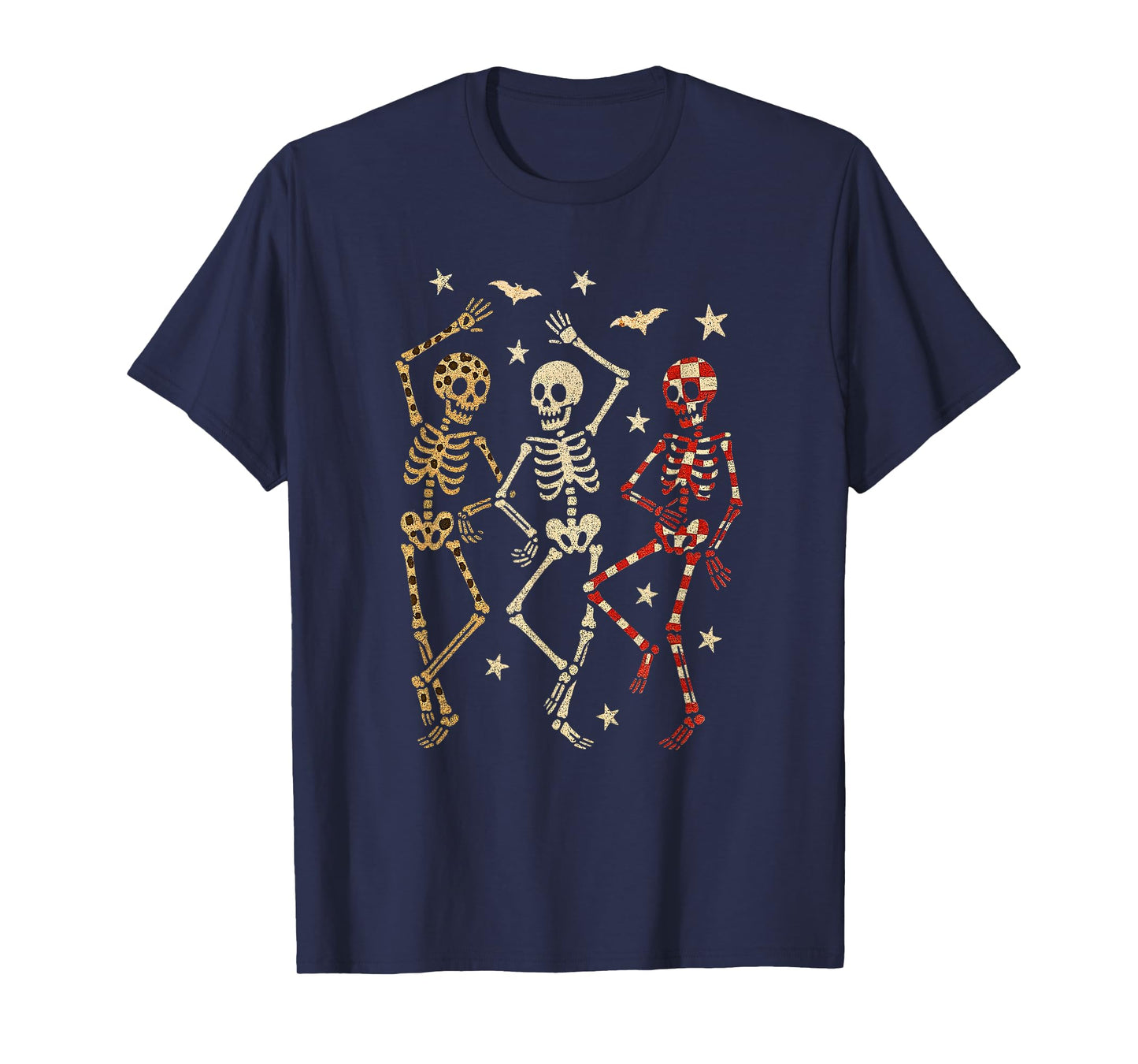 Funny Skeletons Dancing Halloween, Leopard Checker Cherry T-Shirt