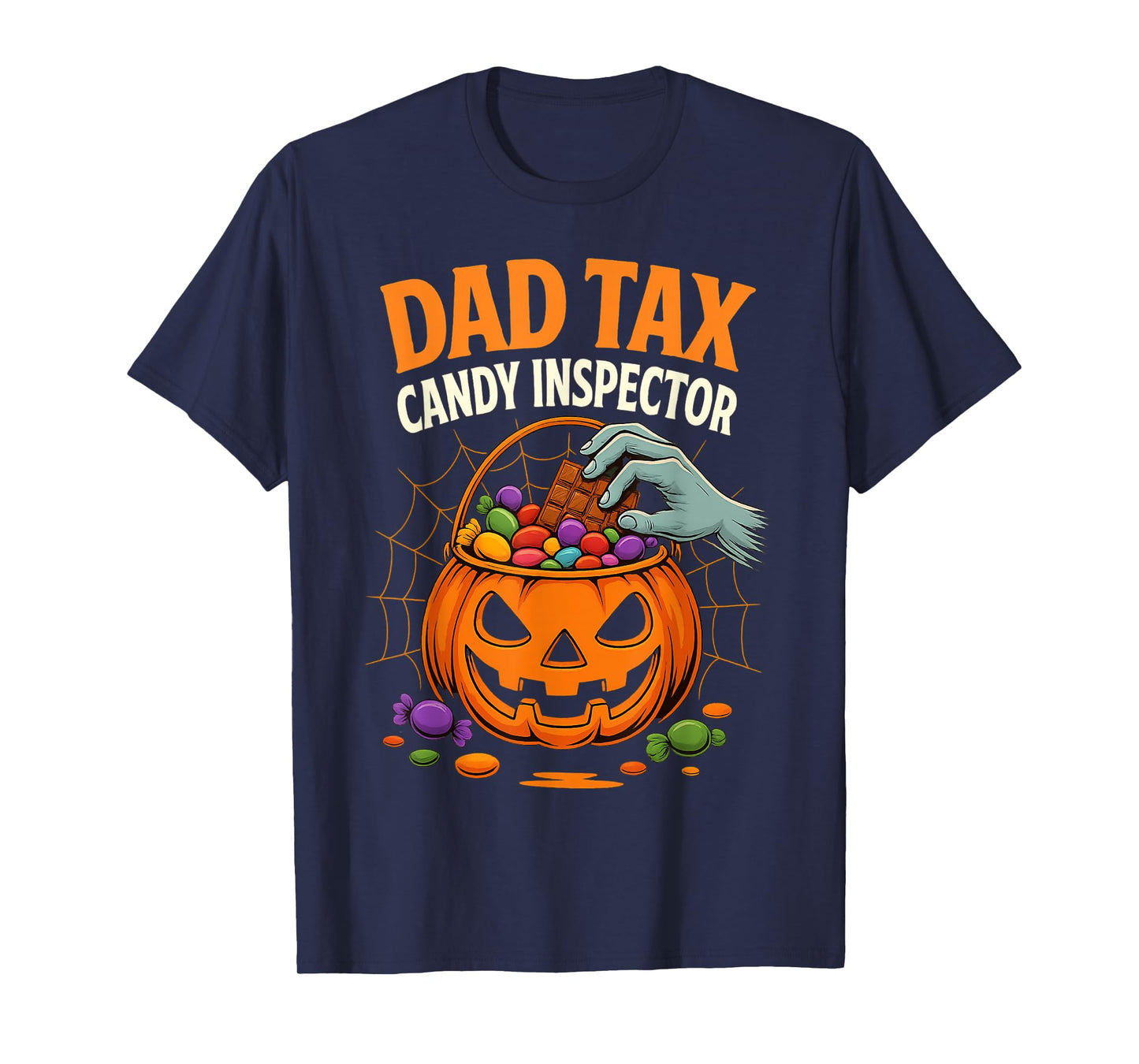 Dad Tax Candy Inspector Funny Skeleton Halloween Costume T-Shirt