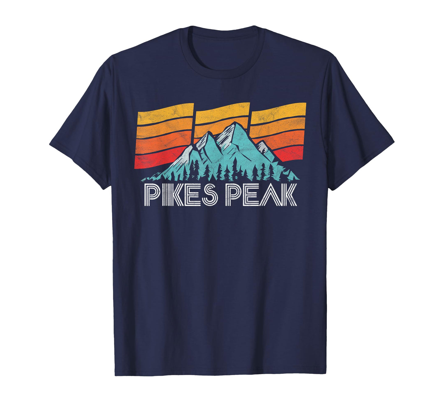Pikes Peak Colorado Retro Sun, Sky & Mountains 80s Tee Shirt T-Shirt