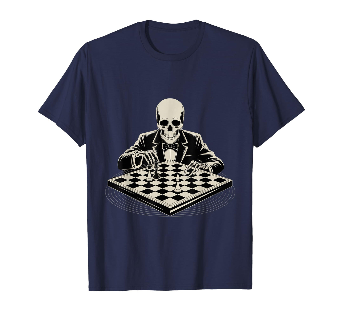 Funny Skeleton Playing Chess Cool Skull Funny Skeleton Meme T-Shirt