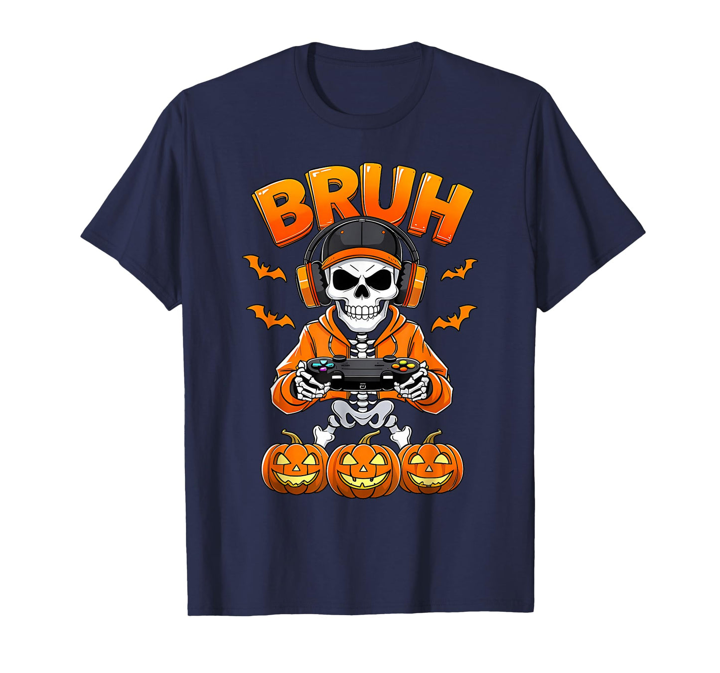 Bruh Skeleton Gamer Halloween Funny Gaming Costume T-Shirt