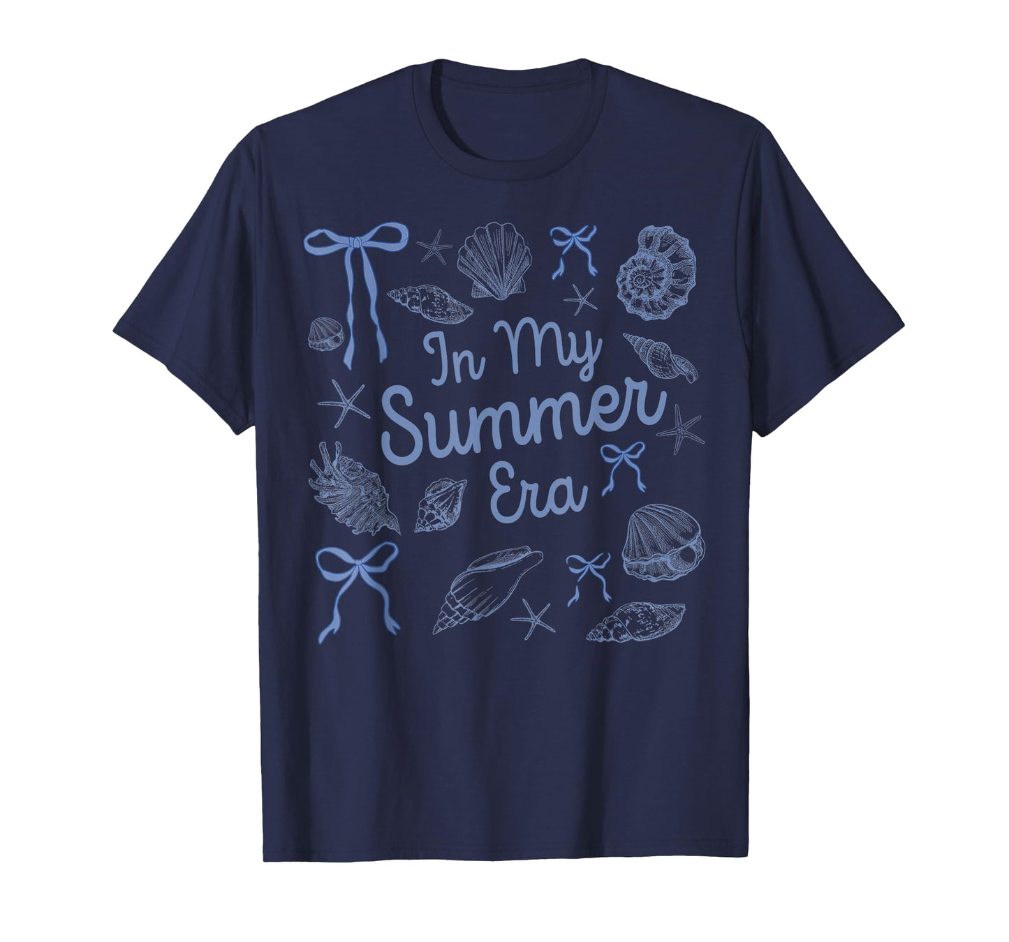 In My Summer Era Seashell Coquette Bow Beach Vacation Family T-Shirt