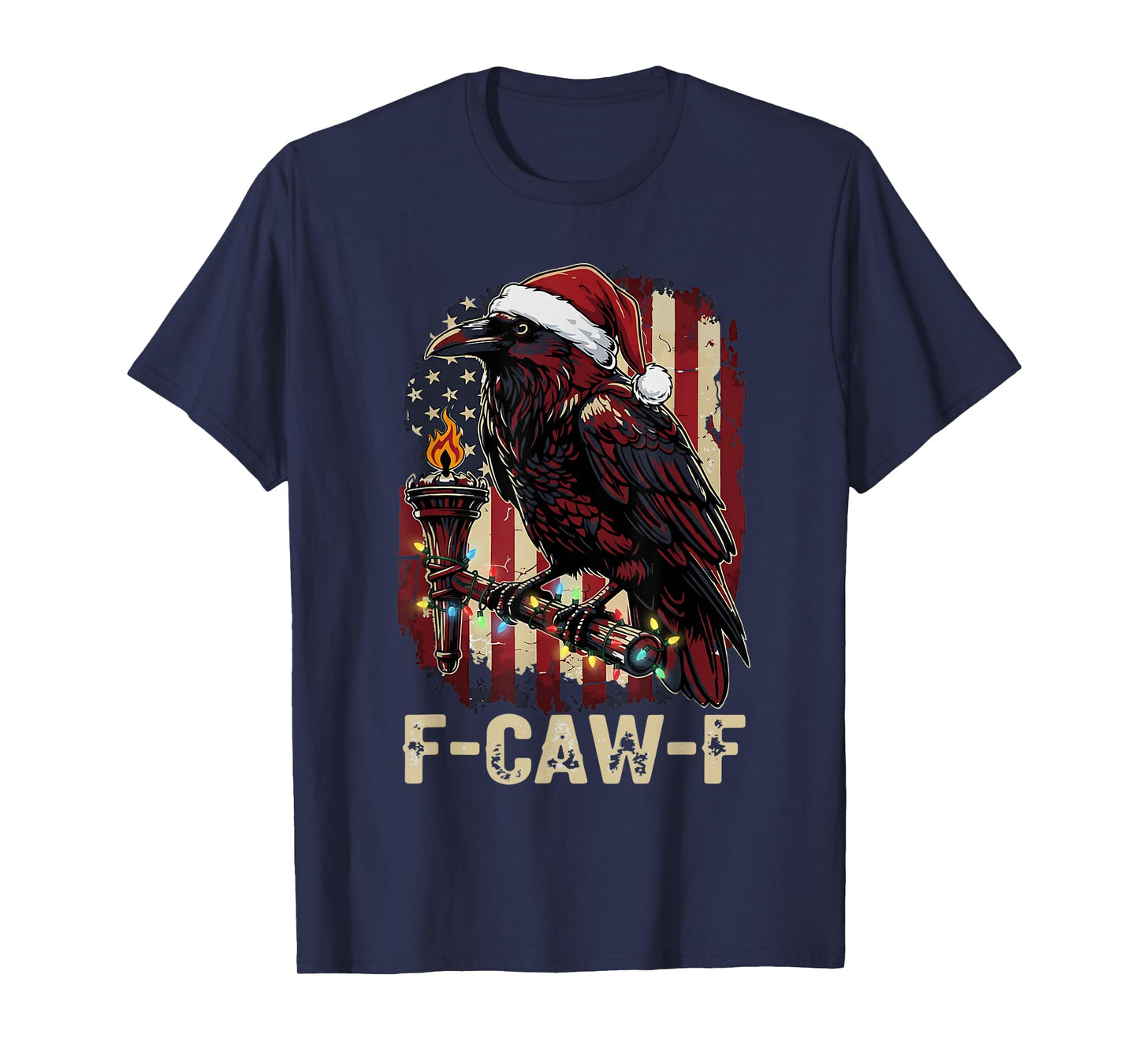 Funny Crow F-CAW-F Black Bird, Gothic Christmas Santa Hat T-Shirt