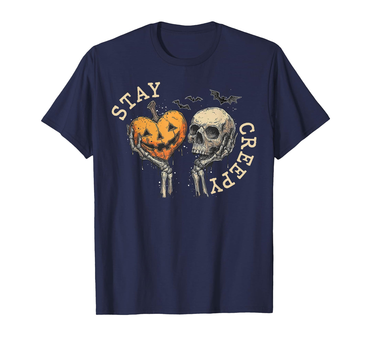 Stay Creepy Dripping Heart Halloween Skeleton Hand Spooky T-Shirt
