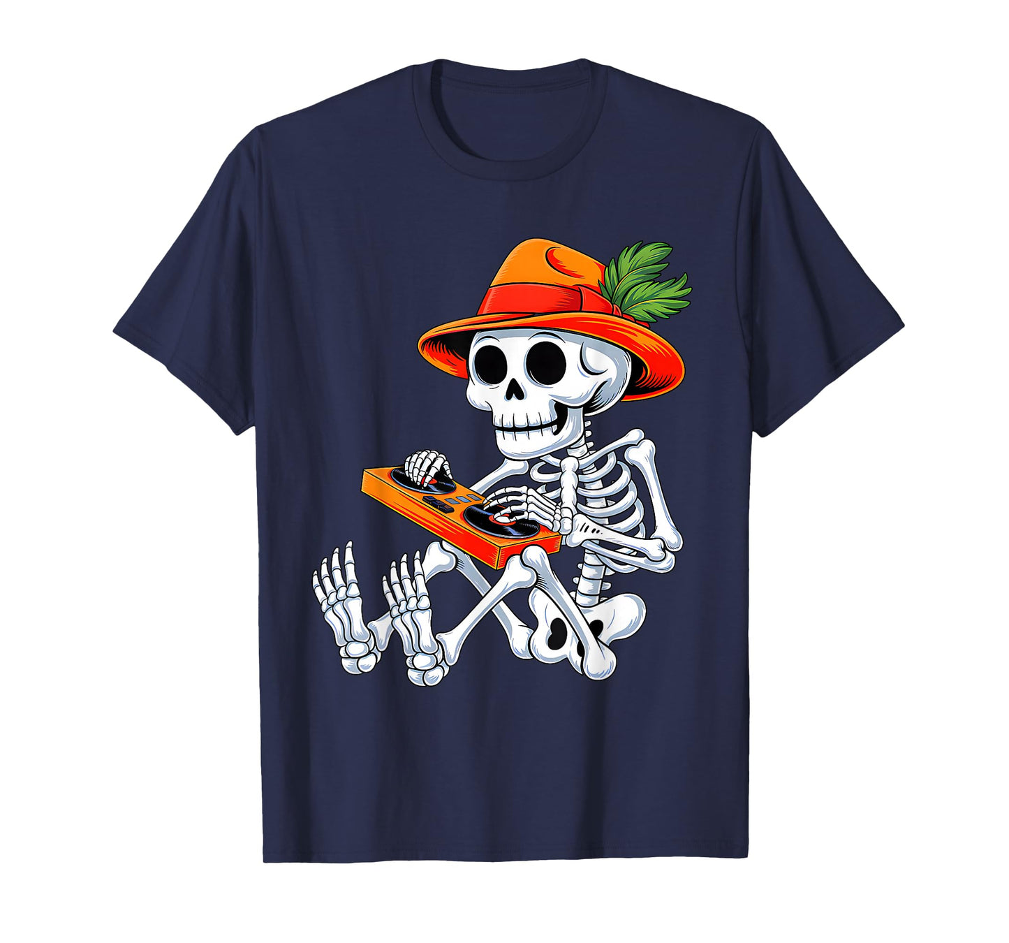 Skeleton Playing Dj Music Halloween Costume for Men Boys Kid T-Shirt