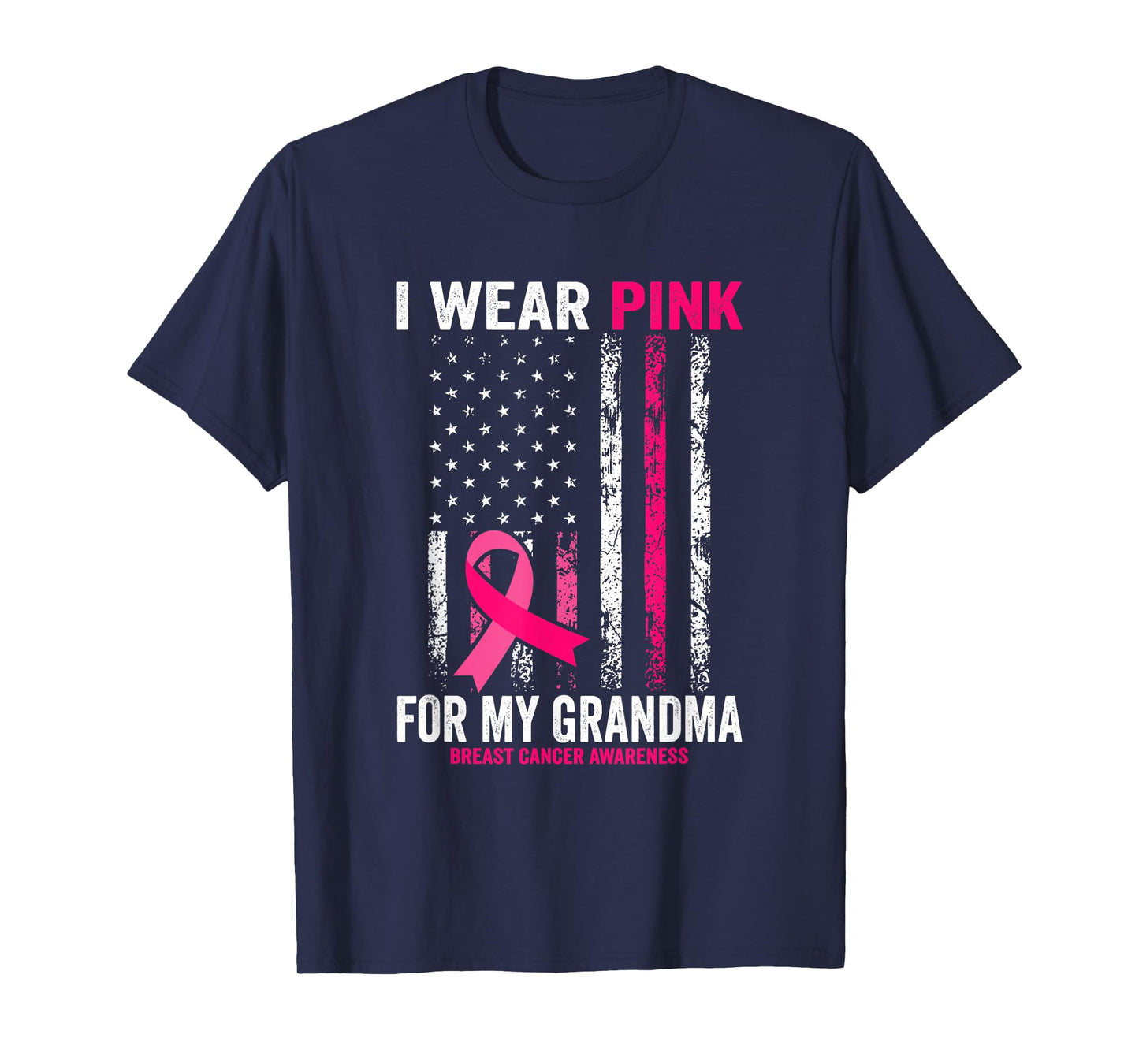 I Wear Pink for My Grandma American Flag T-Shirt
