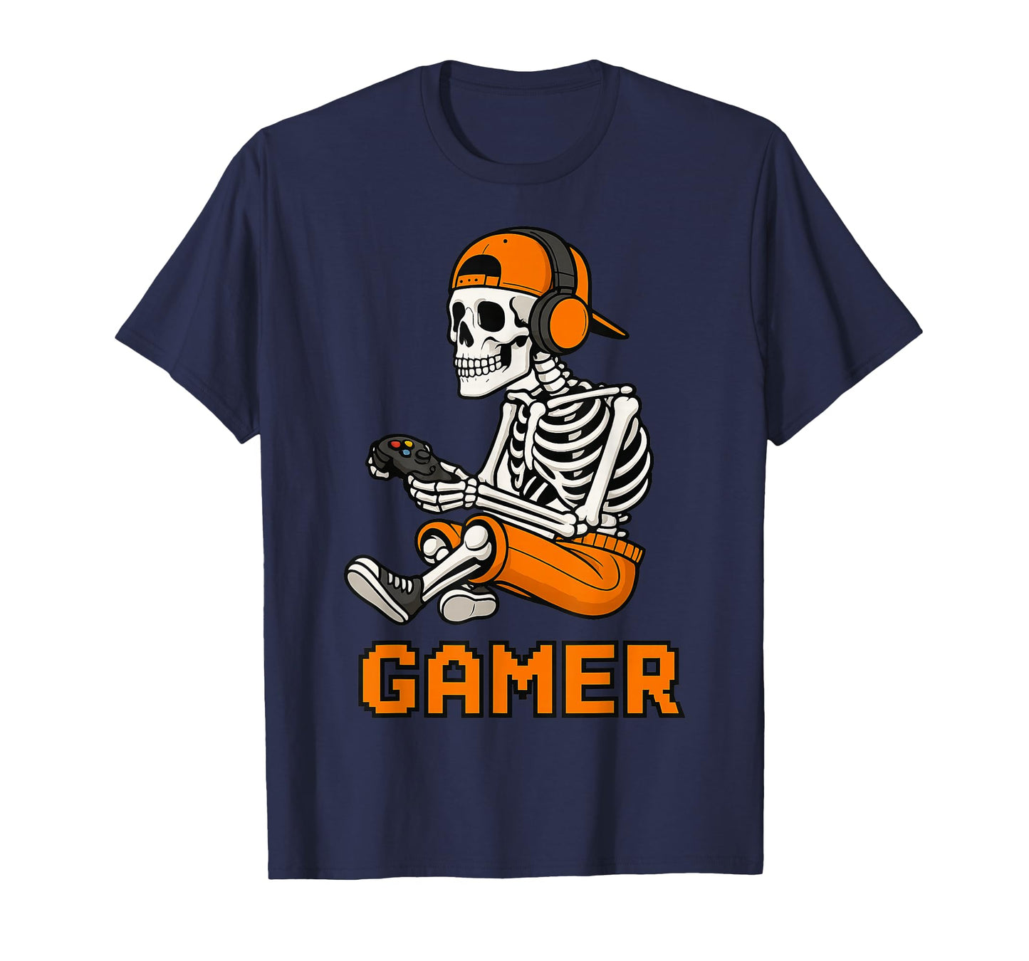 Skeleton Gamer Spooky Vibe Halloween for Gamers T-Shirt