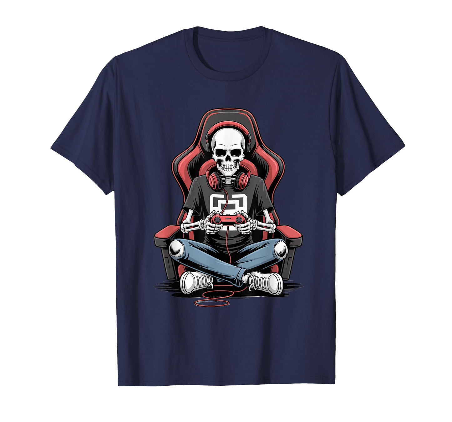 Halloween Skeleton Gamer Funny Gaming Look with Headphones T-Shirt