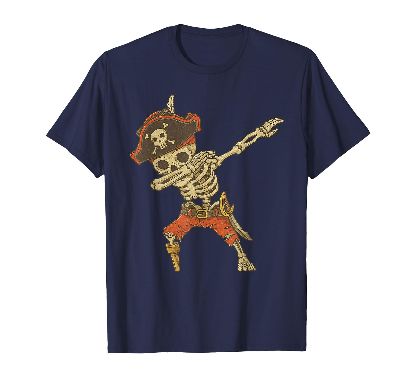 Funny Dabbing Skeleton Pirate Halloween Kids Jolly Roger T-Shirt