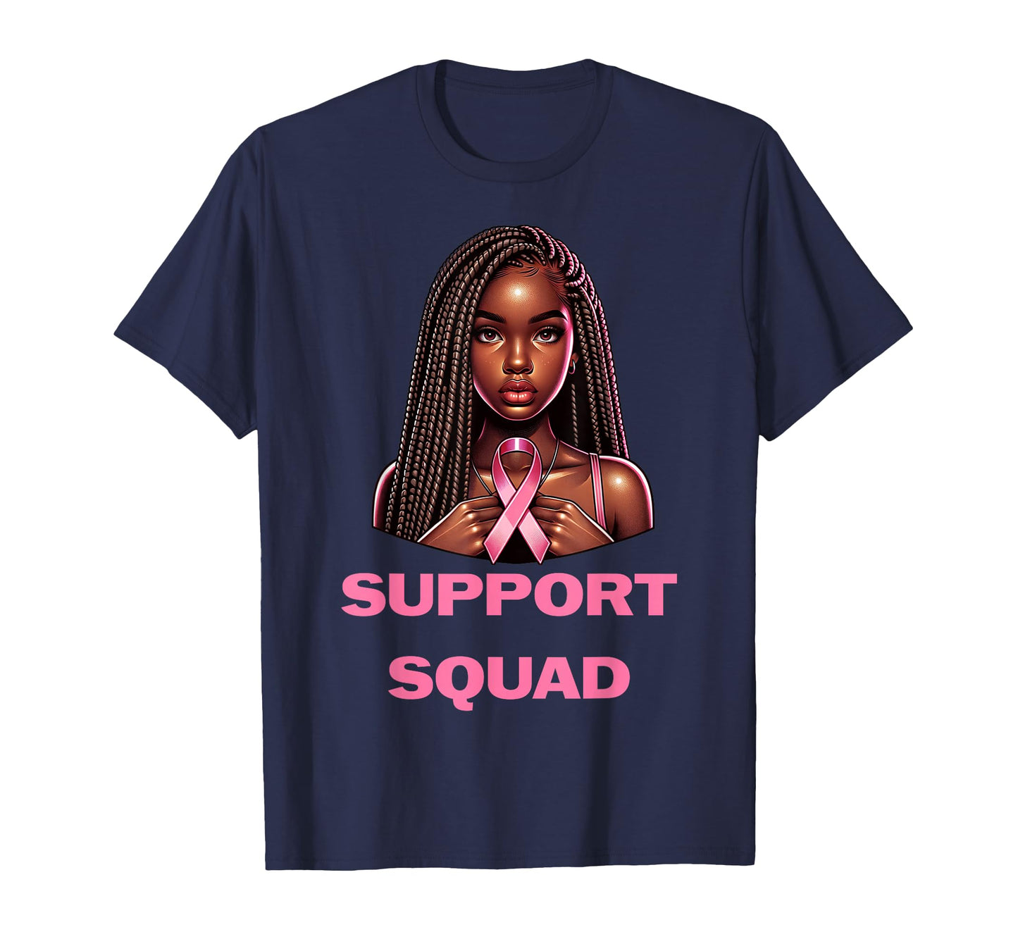 Breast Cancer Awareness Pink Black Women Girl African Queen T-Shirt