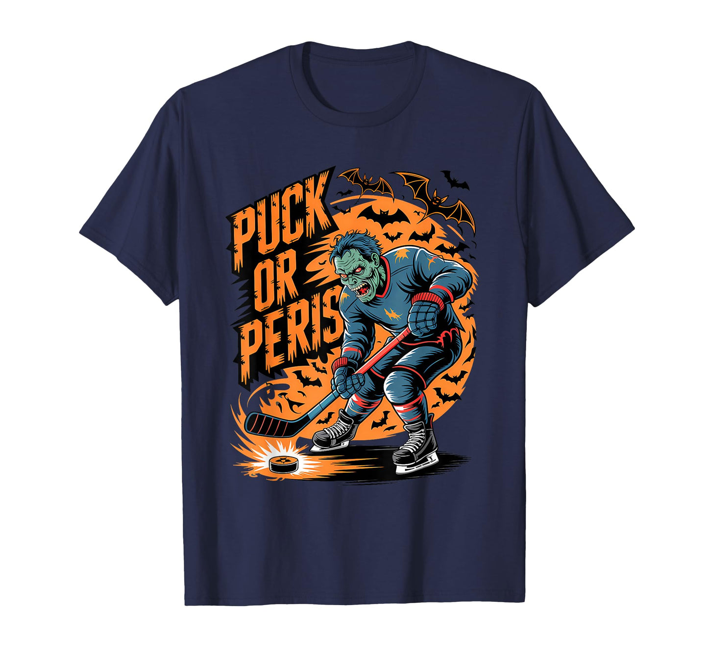 Puck Or Peris Funny Zombie Halloween T-Shirt
