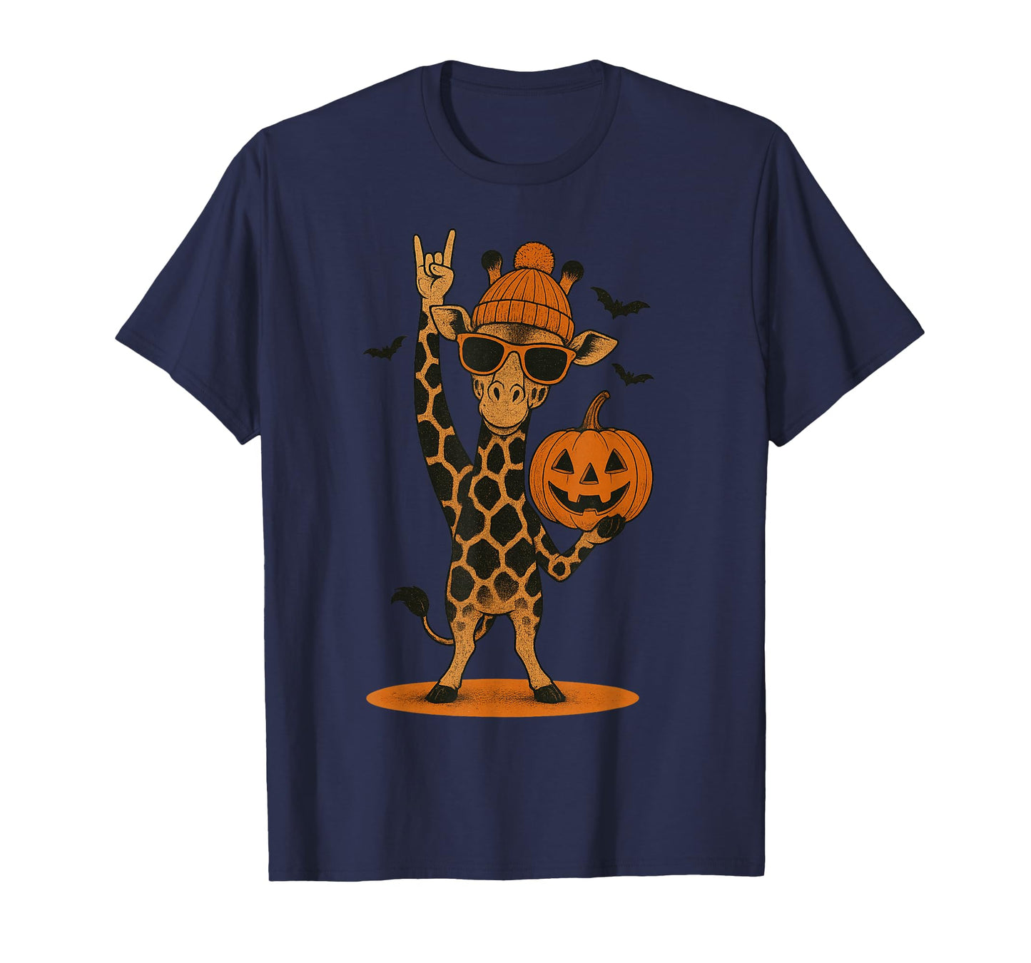 Cute Giraffe Men Women Kids Halloween Pumpkin Funny Giraffe T-Shirt