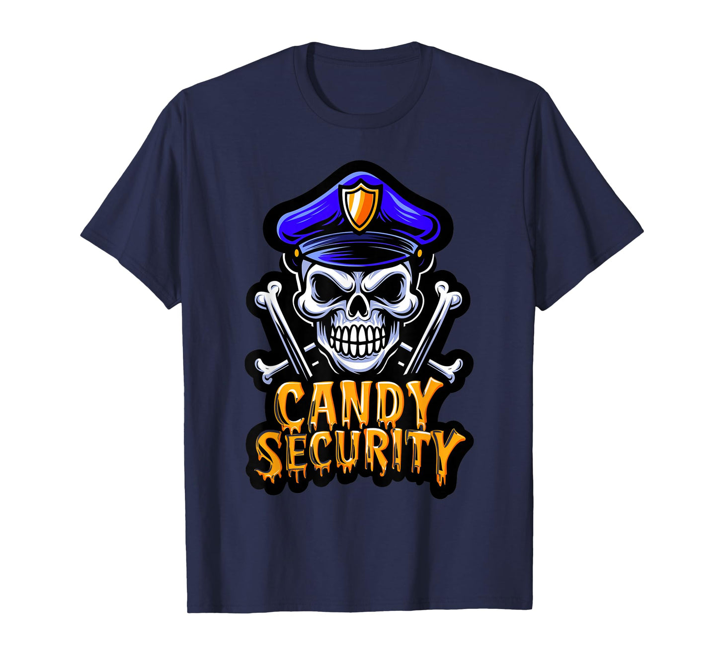 Candy Security Skeleton Funny Police Theme Halloween Party T-Shirt