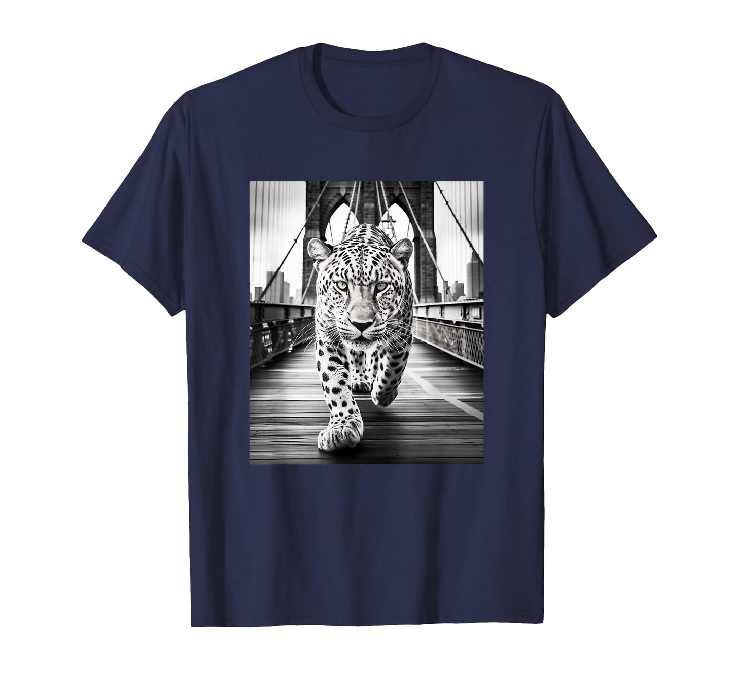 Cheetah Brooklyn Bridge T-Shirt - Bold NYC Graphic Tee T-Shirt