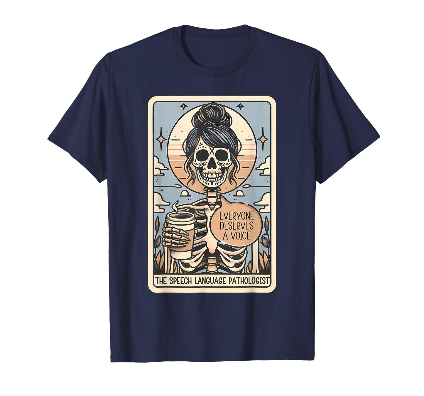Skeleton Speech Language Pathologist Tarot Card Halloween T-Shirt