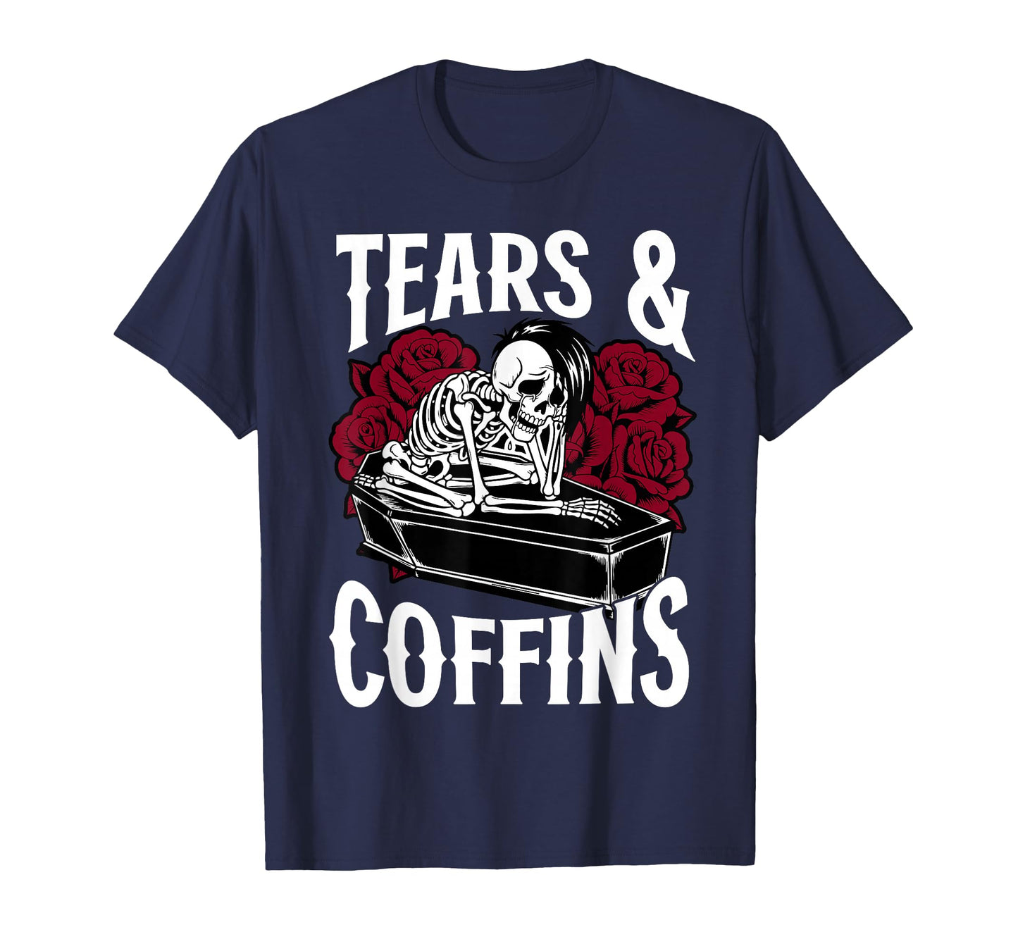 Tears and Coffins Emo Gothic Skeleton Aesthetic T-Shirt