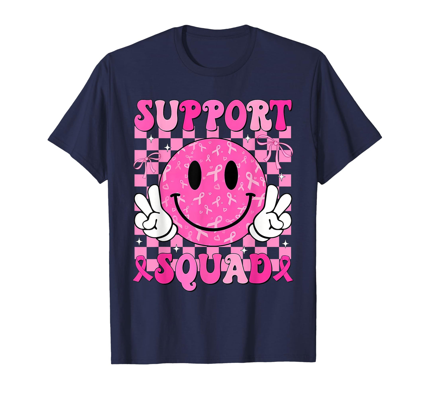 in October We Wear Pink Smile Pink Support Breast Cancer T-Shirt