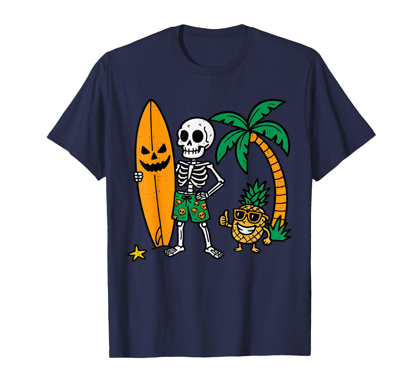 Skeleton Surfing Halloween Surfer Costume Hawaiian Boys Kids T-Shirt
