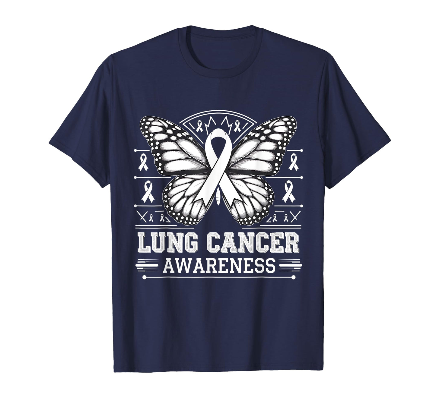 Butterfly Lung Cancer Awareness Month Support White Ribbon T-Shirt