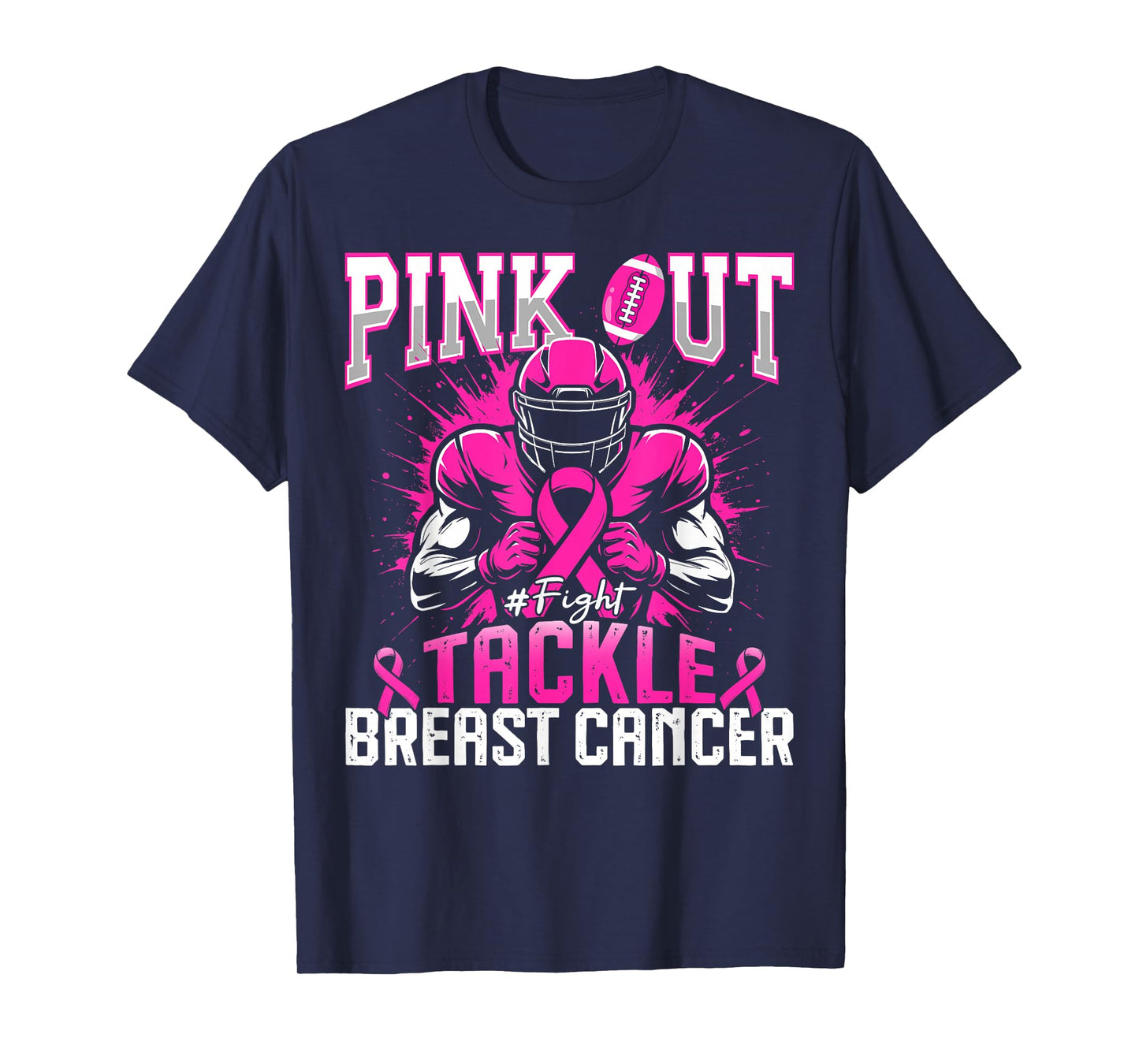 Pink Out Tackle Breast Cancer Awareness Football Boys Kids T-Shirt