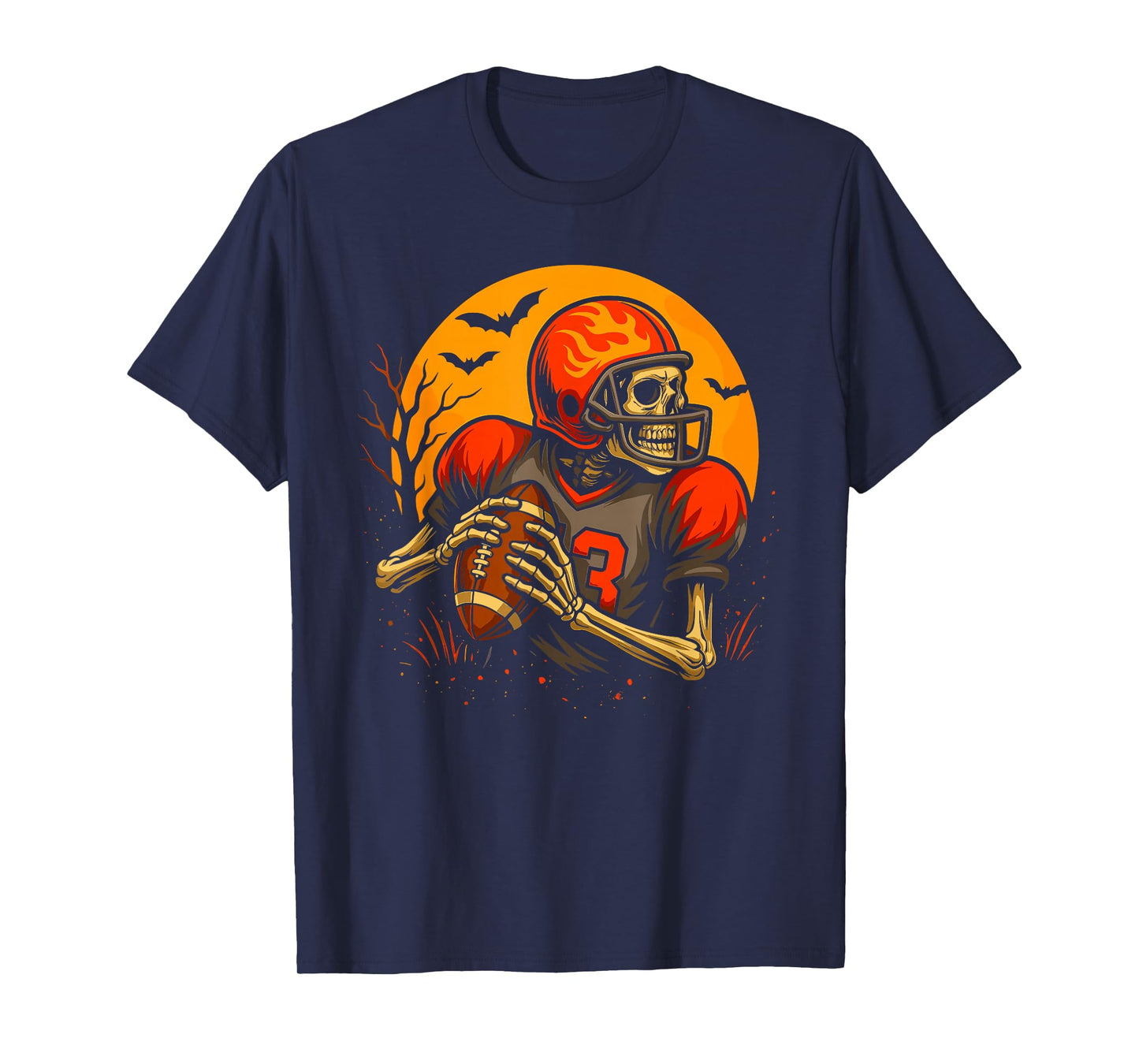 Skeleton Football Player Spooky Halloween Sports Outfit T-Shirt