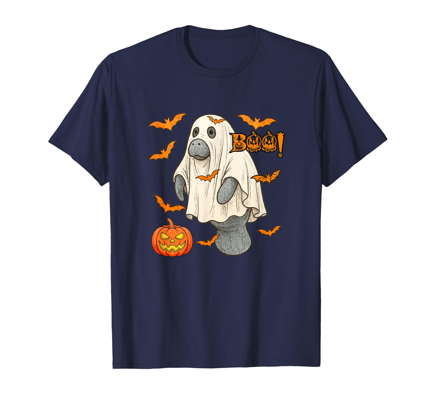 Boo Halloween Manatee Cosplay Ghost Costume Animal Lover T-Shirt