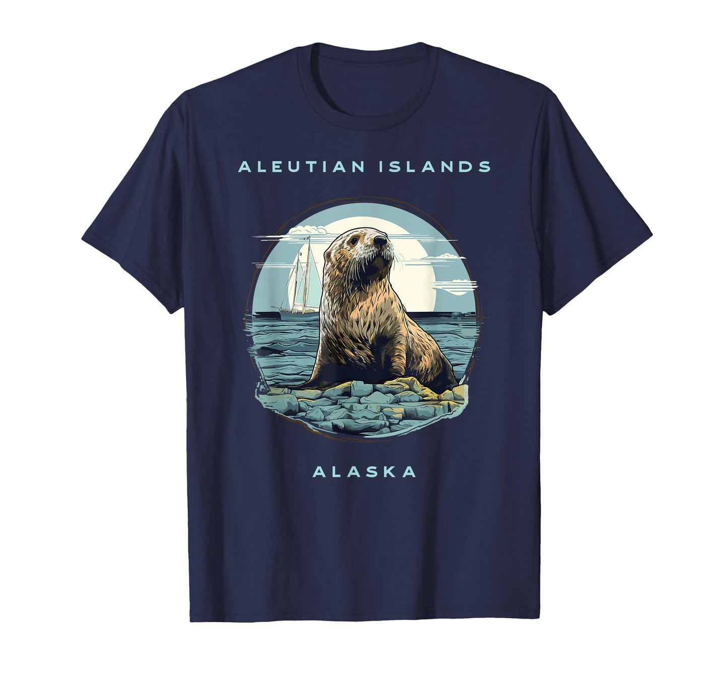 Aleutian Islands Alaska Vintage Coastal Sea Otter T-Shirt