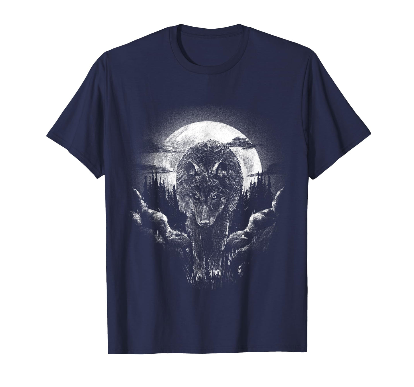 Wolf Animal Moon Drawing Animal Motif Wolf T-Shirt
