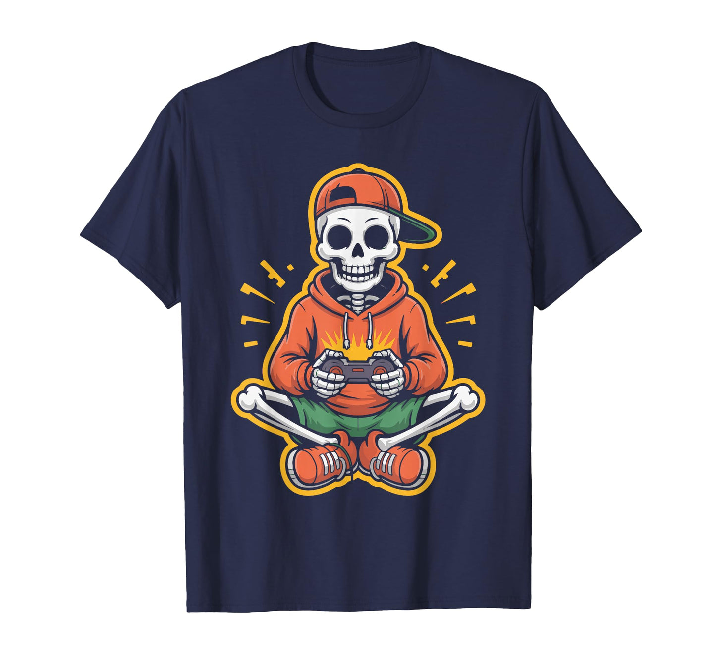 Gamer Skeleton Halloween Controller Design for Men Women T-Shirt