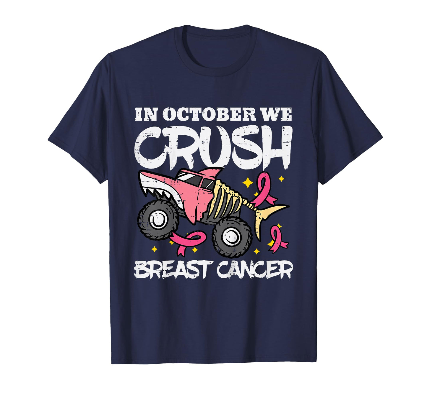 October Monster Truck Breast Cancer Halloween Toddler Boy T-Shirt