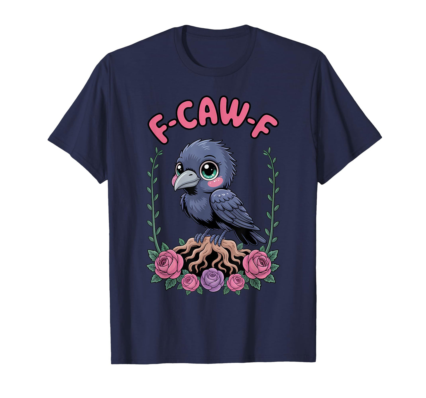 Funny F-Caw-F Kawaii Crow Sound Meme Humor T-Shirt