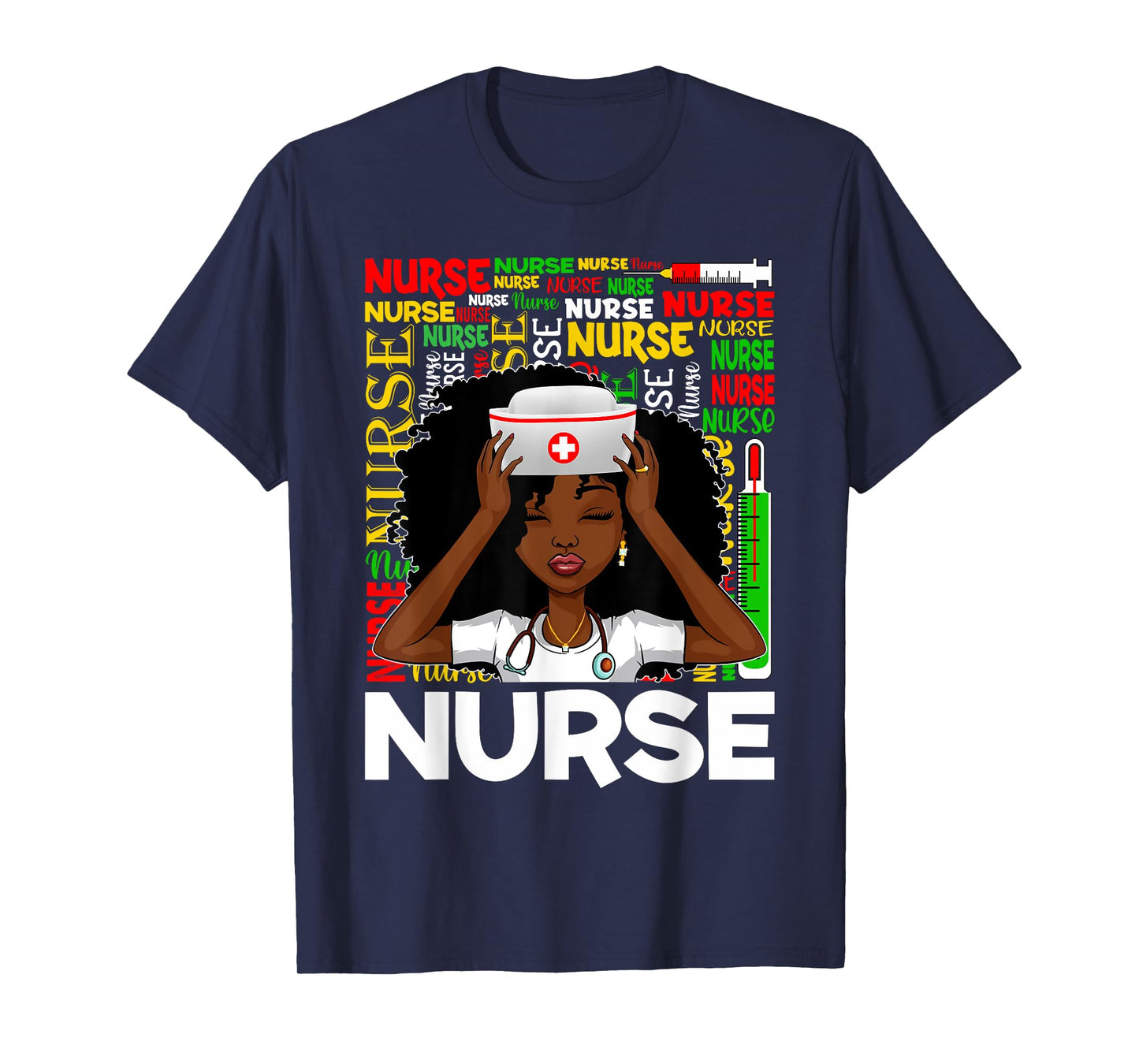 Black Nurse Afro Woman Melanin Girl Black History Juneteenth T-Shirt