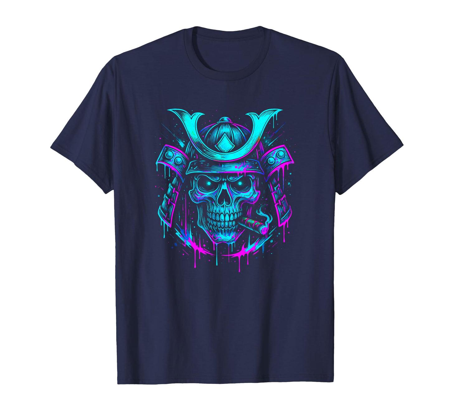 Samurai Skull Warrior Cigar - Cool Vaporwave Retro 90s Y2K T-Shirt