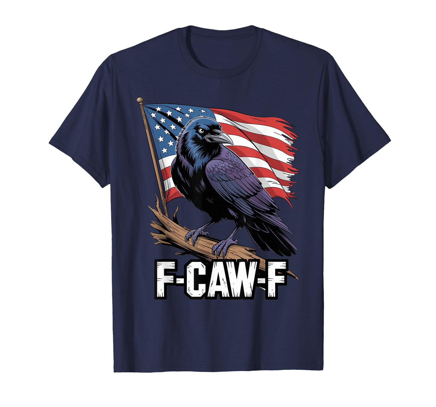 Freedom Flight F-Caw-F Raven Halloween Crow Bird USA Flag T-Shirt