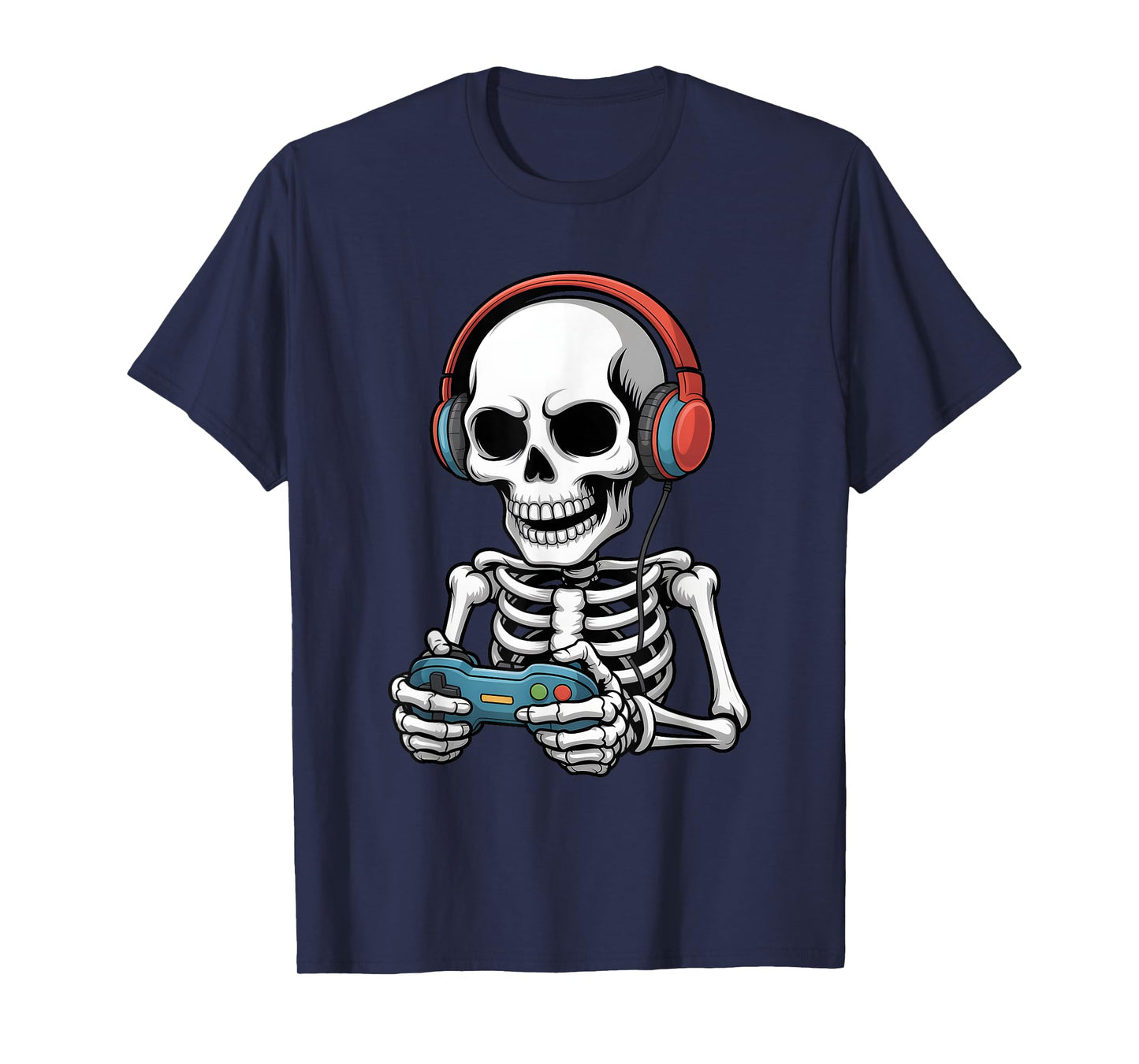 Halloween Skeleton Video Gaming Gamer Headphone Boys Kids T-Shirt
