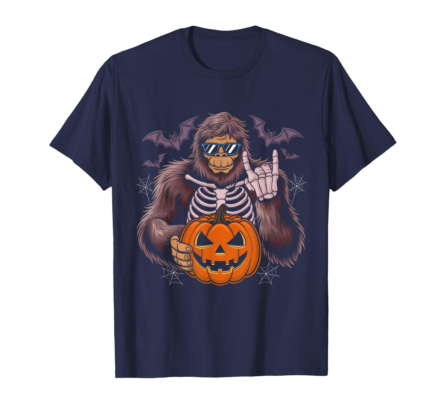 Spooky Bigfoot Jack O Lantern Skeleton Halloween Fun Youths T-Shirt