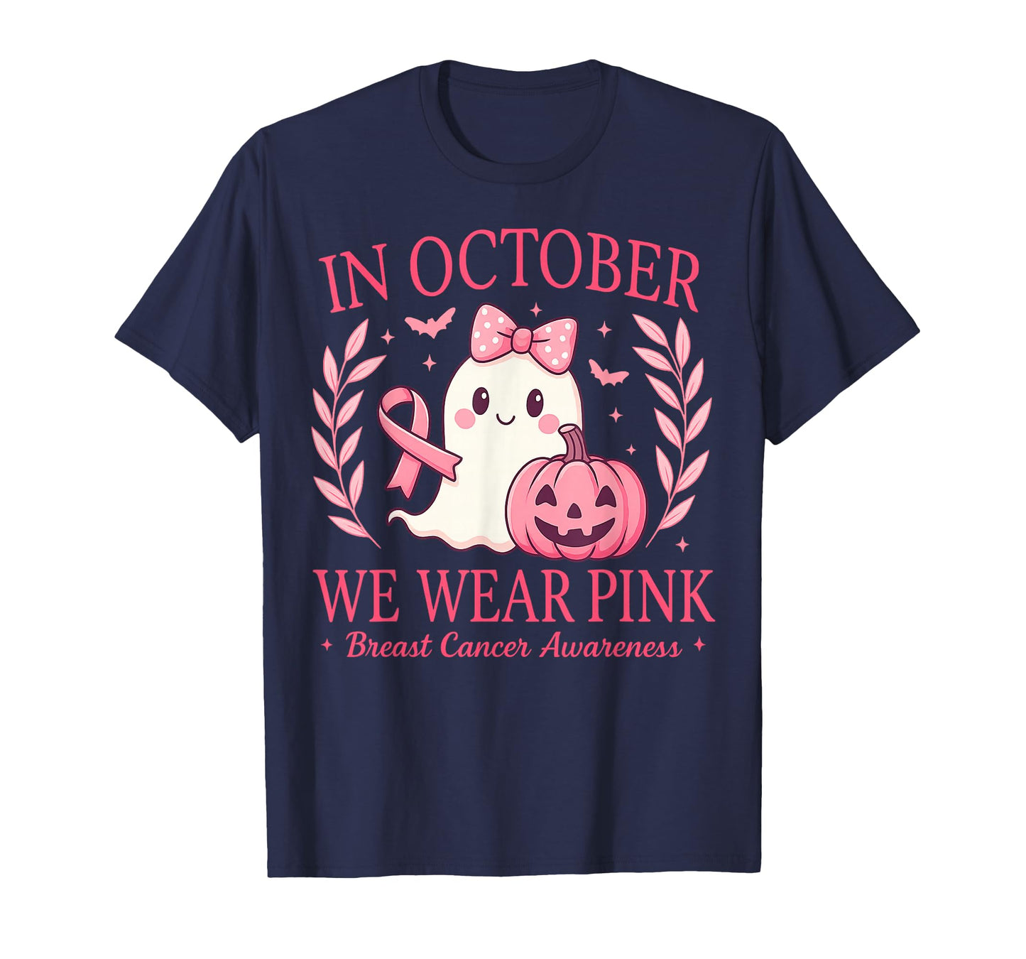 Breast Cancer Women Halloween in October We Wear Pink T-Shirt